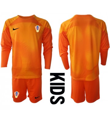 Maillot de foot Croatie Gardien de but Extérieur enfant Monde 2022 Manche Longue (+ pantalon court)